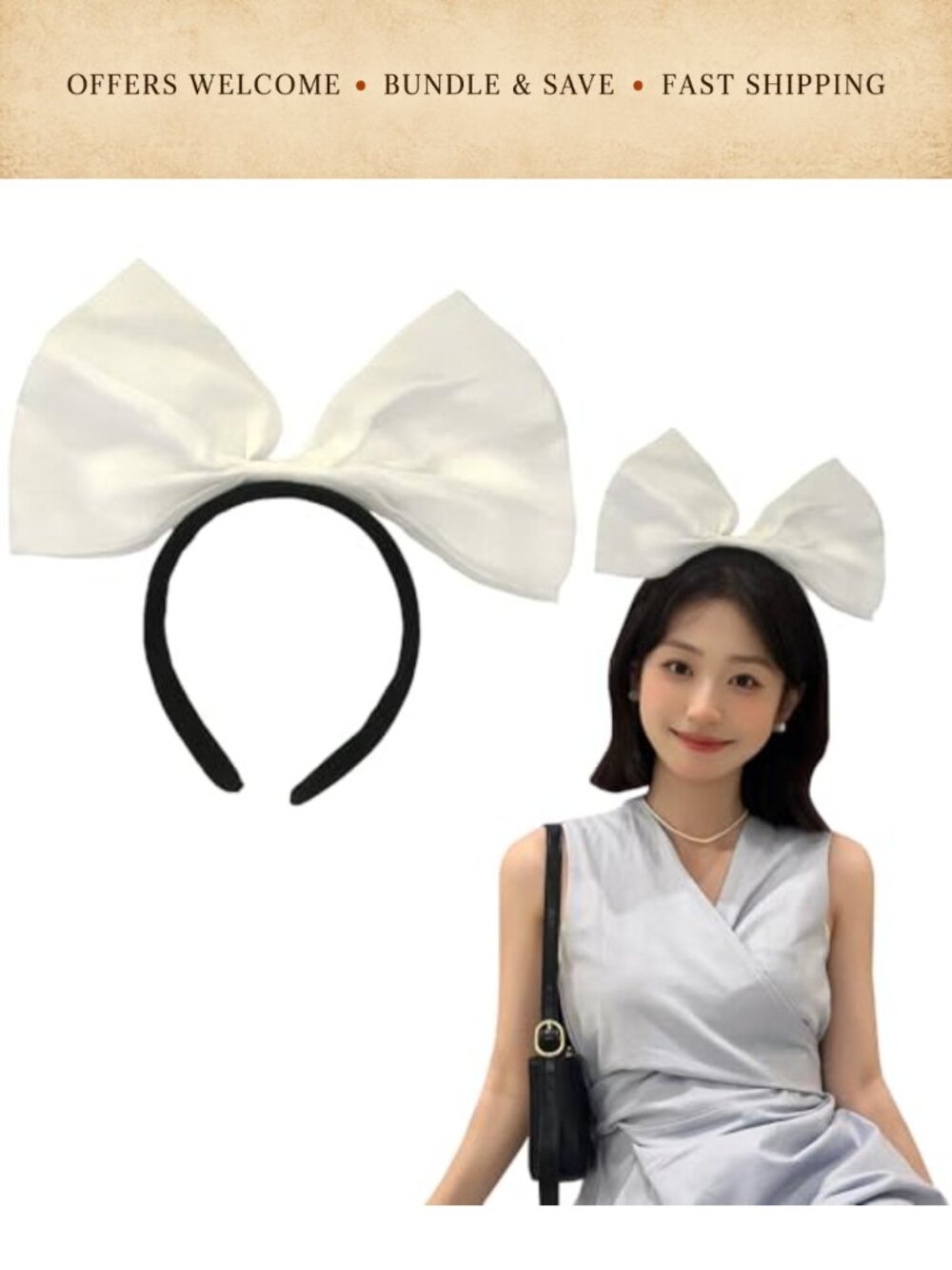 Oversized Big Bow Headband Cosplay Hair Accessory for Women Halloween Party